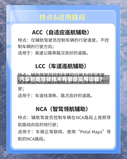 汽车智能驾驶技术有哪些实用功能？